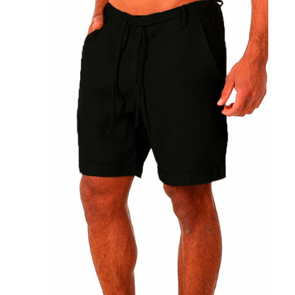 Male Summer Breathable Solid Color Linen Trousers Men's Cotton Linen shorts Pants Fitness Streetwear S-4XL