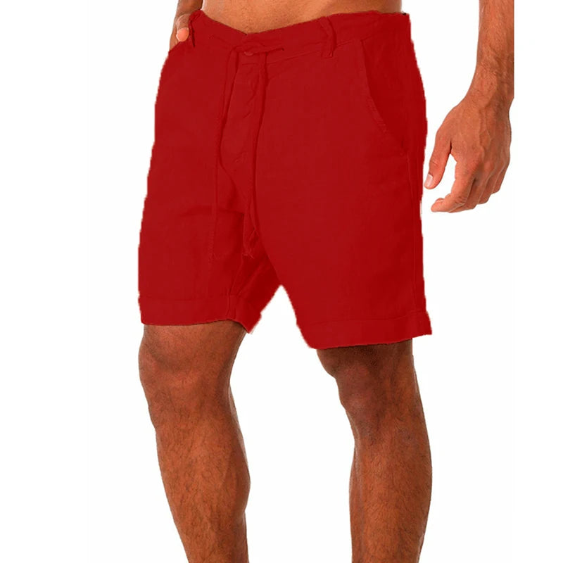 Male Summer Breathable Solid Color Linen Trousers Men's Cotton Linen shorts Pants Fitness Streetwear S-4XL