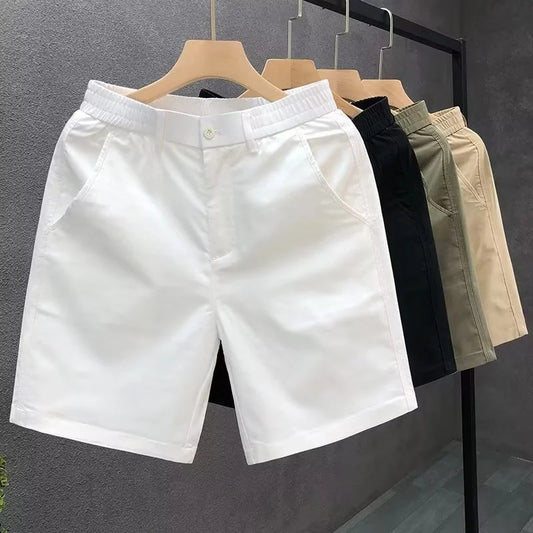 Summer Casual Shorts Men White Trendy Straight Crotch Large Pants Fashionable Outdoor Wear Slim Fit Design Korean Style