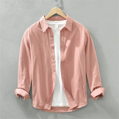 Mens long sleeve regular shirt Multi-color cotton plain shirt for Young men work tops Autumn men's clothing loose casual shirts