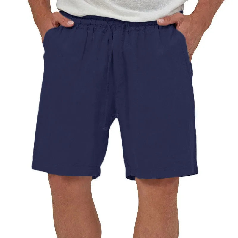 Mens Cotton Linen Shorts Casual Loose Fit Hawaiian Beach Style Short Pants Summer Breathable Lightweight Shorts Cozy Streetwear