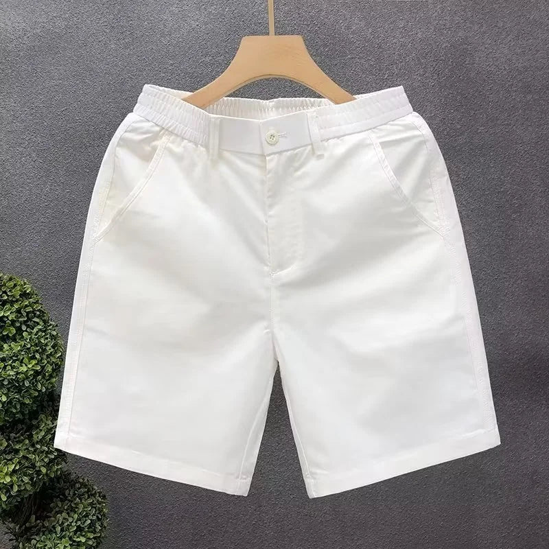 Summer Casual Shorts Men White Trendy Straight Crotch Large Pants Fashionable Outdoor Wear Slim Fit Design Korean Style