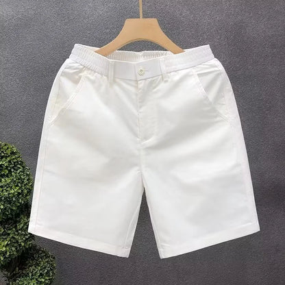 Summer Casual Shorts Men White Trendy Straight Crotch Large Pants Fashionable Outdoor Wear Slim Fit Design Korean Style