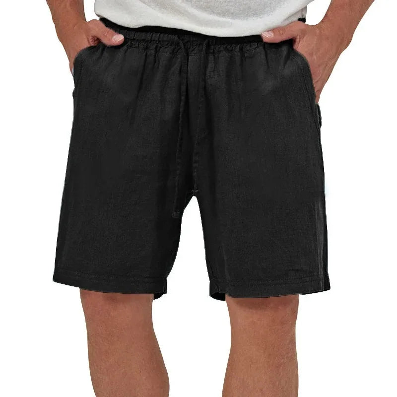Mens Cotton Linen Shorts Casual Loose Fit Hawaiian Beach Style Short Pants Summer Breathable Lightweight Shorts Cozy Streetwear
