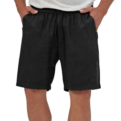 Mens Cotton Linen Shorts Casual Loose Fit Hawaiian Beach Style Short Pants Summer Breathable Lightweight Shorts Cozy Streetwear