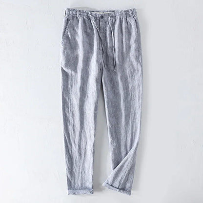 Men Dress Pants Summer New Casual Black Pants Men 100% Pure Linen Loose Fashion  Solid Color Trousers Male Brand Clothing Y2951