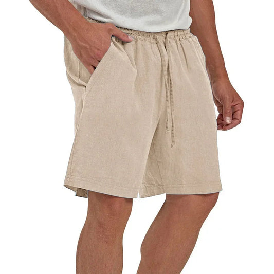 Mens Cotton Linen Shorts Casual Loose Fit Hawaiian Beach Style Short Pants Summer Breathable Lightweight Shorts Cozy Streetwear
