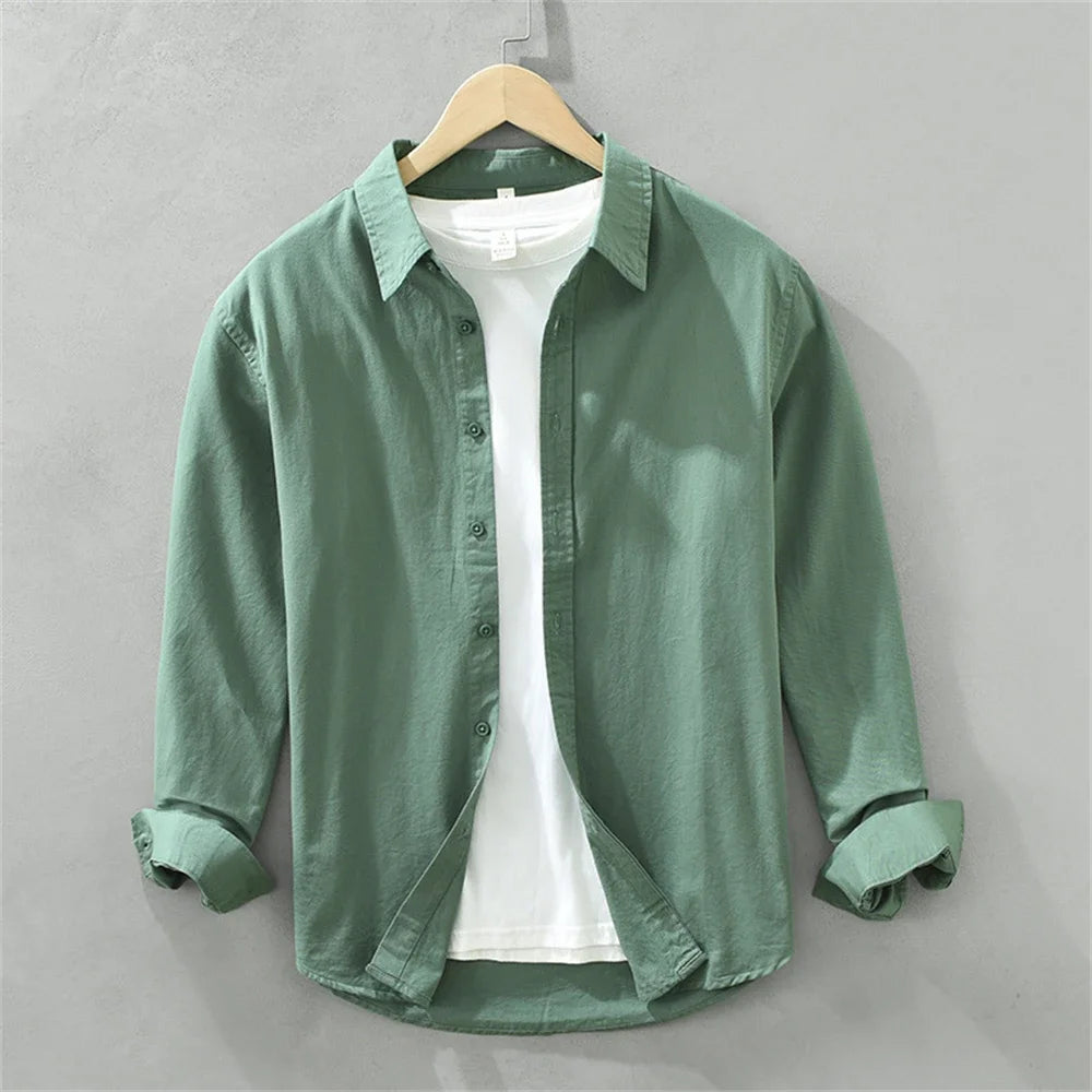 Mens long sleeve regular shirt Multi-color cotton plain shirt for Young men work tops Autumn men's clothing loose casual shirts
