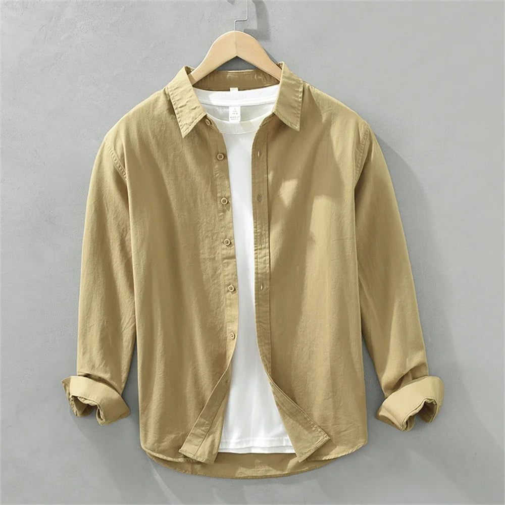 Mens long sleeve regular shirt Multi-color cotton plain shirt for Young men work tops Autumn men's clothing loose casual shirts