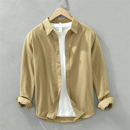 Mens long sleeve regular shirt Multi-color cotton plain shirt for Young men work tops Autumn men's clothing loose casual shirts