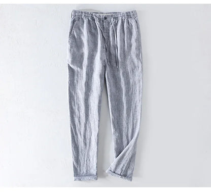 Men Dress Pants Summer New Casual Black Pants Men 100% Pure Linen Loose Fashion  Solid Color Trousers Male Brand Clothing Y2951