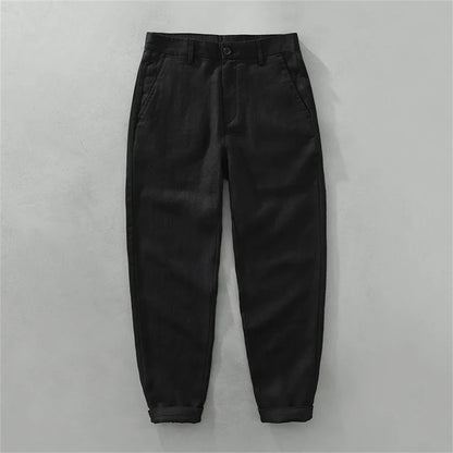 Summer men's white linen pants loose straight pants Spring solid Trousers for men breathable beach man Casual pants