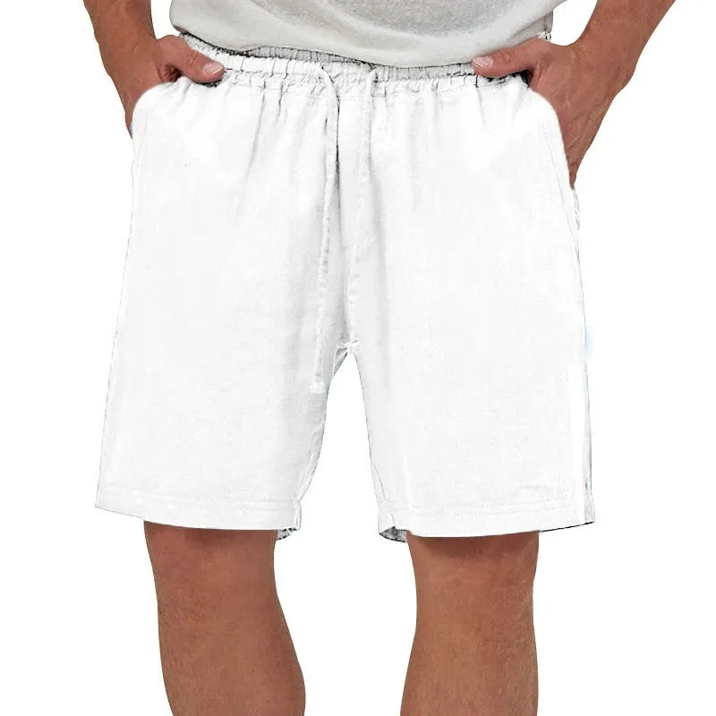 Mens Cotton Linen Shorts Casual Loose Fit Hawaiian Beach Style Short Pants Summer Breathable Lightweight Shorts Cozy Streetwear