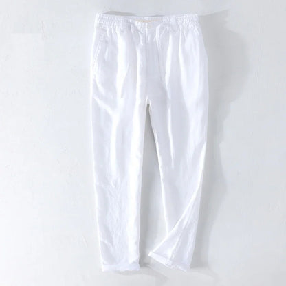 Men Dress Pants Summer New Casual Black Pants Men 100% Pure Linen Loose Fashion  Solid Color Trousers Male Brand Clothing Y2951
