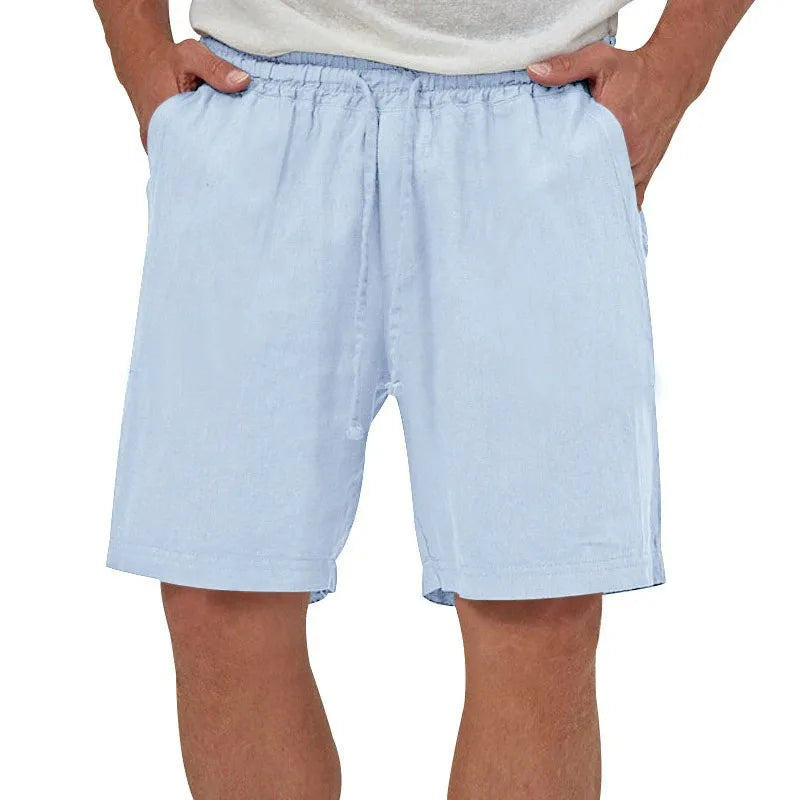 Mens Cotton Linen Shorts Casual Loose Fit Hawaiian Beach Style Short Pants Summer Breathable Lightweight Shorts Cozy Streetwear