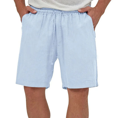 Mens Cotton Linen Shorts Casual Loose Fit Hawaiian Beach Style Short Pants Summer Breathable Lightweight Shorts Cozy Streetwear