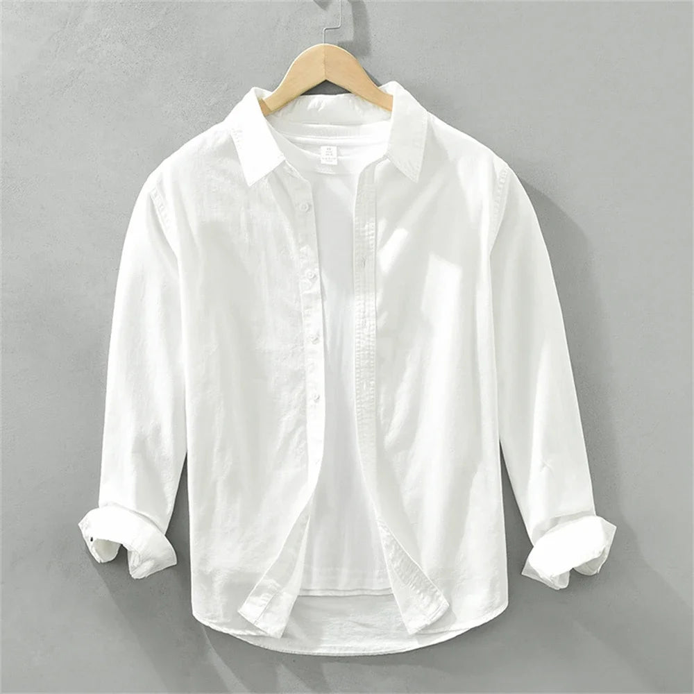 Mens long sleeve regular shirt Multi-color cotton plain shirt for Young men work tops Autumn men's clothing loose casual shirts