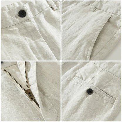 Summer men's white linen pants loose straight pants Spring solid Trousers for men breathable beach man Casual pants