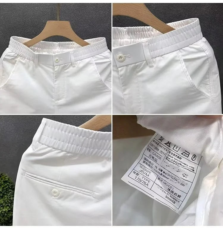 Summer Casual Shorts Men White Trendy Straight Crotch Large Pants Fashionable Outdoor Wear Slim Fit Design Korean Style