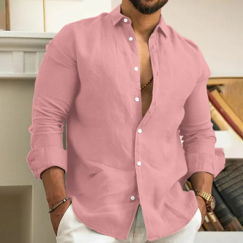 Men's summer shirts Beach clothing button casual shirts Soft fabric Long sleeve solid color lapel Spring and summer XS-6XL